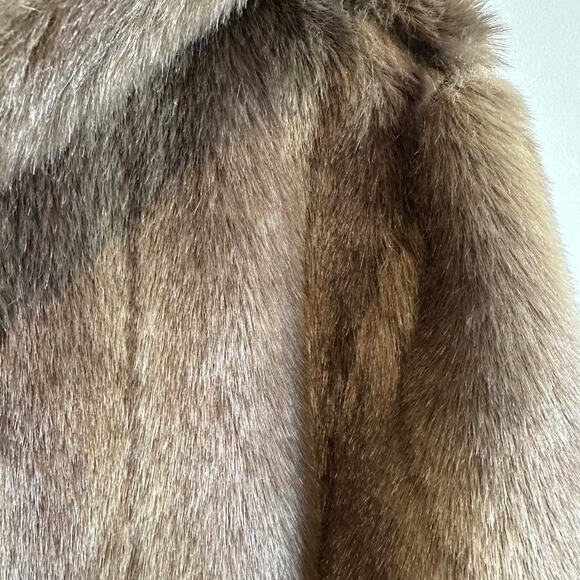 Dennis Basso Reversible Faux Suede and Fur Hooded Coat Brown M - Picture 11 of 14